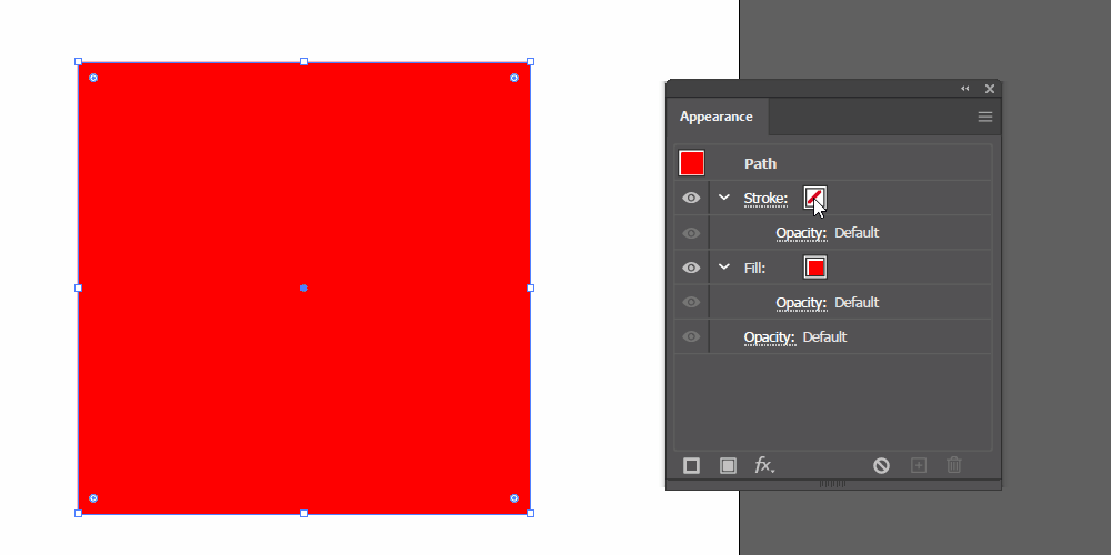 Gif animado que mostra um quadrado vermelho, sobre o qual é aplicada uma linha de contorno preta de 3 pontos de espessura.