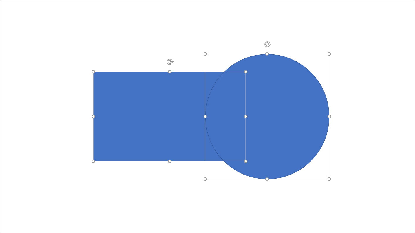 Imagem de um retângulo e de um círculo sendo selecionados.