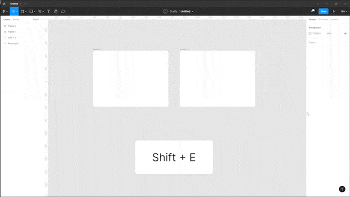 GIF interativo mostrando os menus de “Design” e “Prototype” sendo trocados apenas com o uso do atalho, sem a necessidade de usar o mouse.