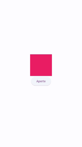 GIF colorido. No centro da tela do celular, um quadrado que alterna, de forma longa no início e mais rápido no fim, da cor rosa para a cor azul, e vice versa, sempre que um botão com o nome “Aperte” é apertado.