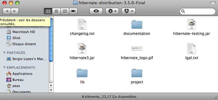 As dependências do Hibernate 3.5 e 3.6