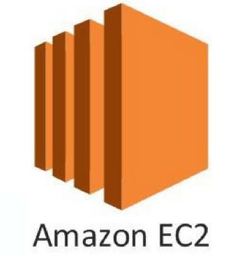 Logo oficial da Amazon EC2, em fundo branco. O logo é composto por ícones em laranja, que simulam quatro torres de servidores. Abaixo, em cor preta, encontra-se o nome do serviço “Amazon EC2”.