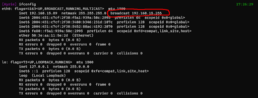 imagem do terminal do Linux Ubuntu após executar ifconfig