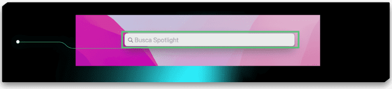 Captura de tela do campo de busca Spotlight do macOS.