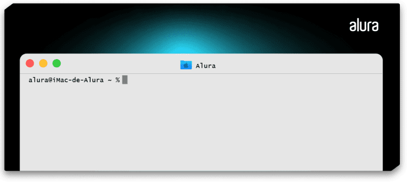 Captura de tela do Zshell no macOS. Mostra um terminal na cor branca, com os textos na cor preta.