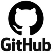 Logo oficial do GitHub. A imagem apresenta o desenho de um círculo preto com a silhueta branca de um gato sobreposta a ele. Logo abaixo, encontra-se o nome “GitHub”.
