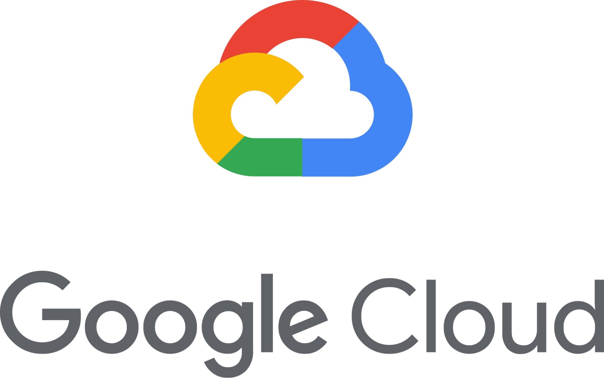 Logo do Google Cloud. A imagem apresenta o desenho centralizado de uma nuvem com as cores características do Google (azul, vermelho, amarelo e verde). Logo abaixo, traz as  palavras “Google Cloud”.