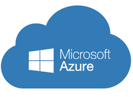 Logo do Microsoft Azure. A imagem apresenta o desenho de uma nuvem azul e em seu interior, na cor branca, a representação clássica da janela símbolo da Microsoft, acompanhada das palavras “Windows Azure”.