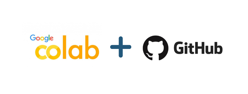 logo do Google Colaboratory, com um símbolo de soma e também a logo do GitHub 