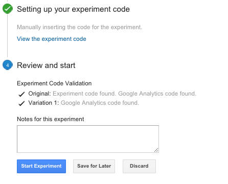 Experimento configurado