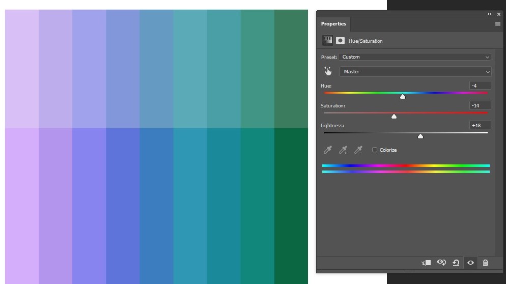 Interface de um seletor de cores - Color Picker e uma paleta de cores.