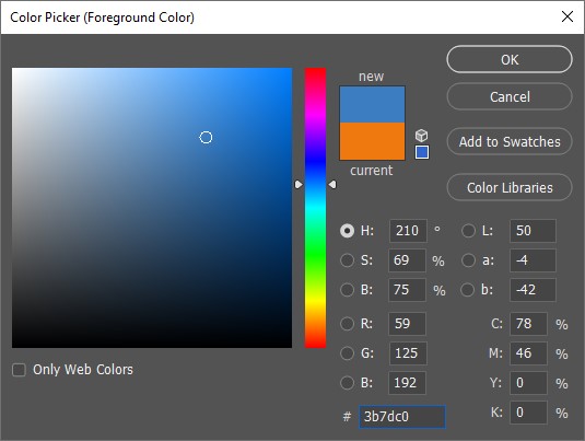 Interface de um seletor de cores - Color Picker.