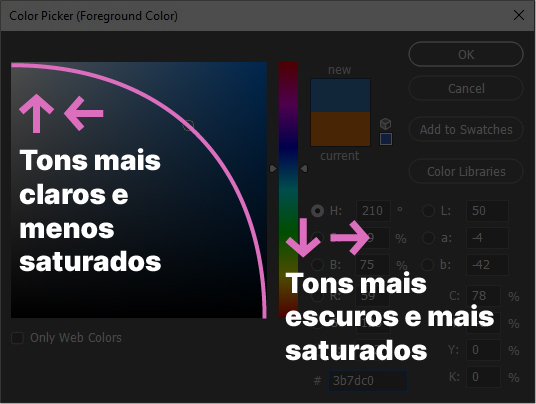 Interface de um seletor de cores - Color Picker.