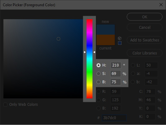 Interface de um seletor de cores - Color Picker.