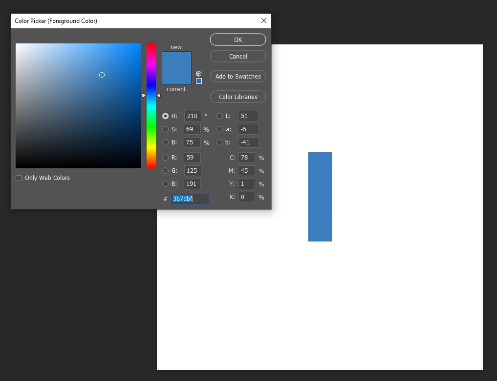 Interface de um seletor de cores - Color Picker.