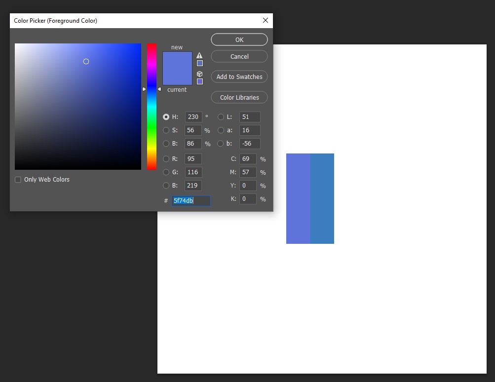 Interface de um seletor de cores - Color Picker.