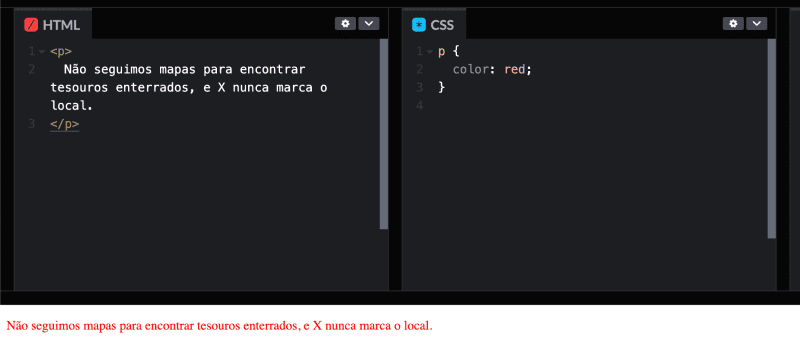 Exemplo de uso do CSS no HMTL, para explicar o que é CSS.