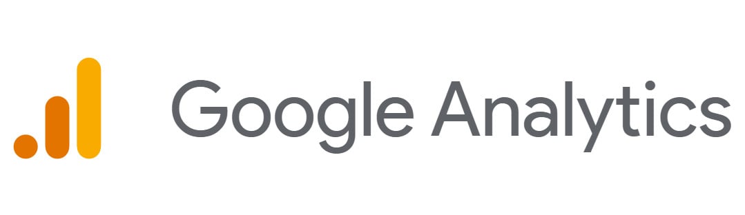 Logo de Google Analytics, o qual contém o nome em cinza à direita e o desenho de três barras, da menor para a maior, à esquerda, sendo elas nas cores laranja e amarelo em degradê.