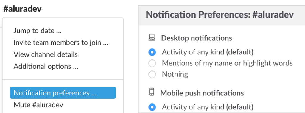 notification preferences - slack