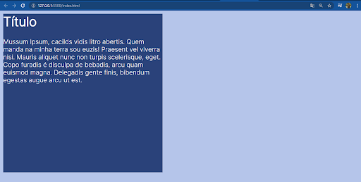 Navegador de internet exibindo o resultado do código da aplicação do código CSS anterior #inset