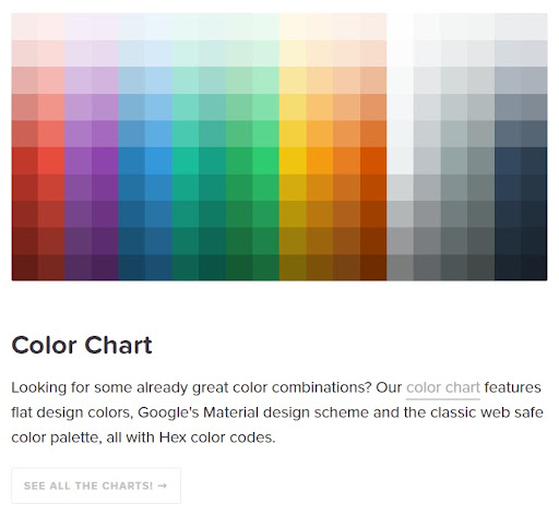 Imagem que mostra a funcionalidade Color Chart da página HTML Color Modes.