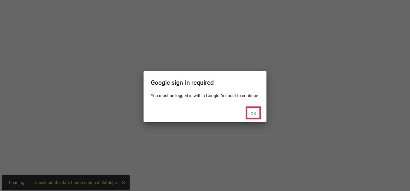 O pop-up para logar em uma conta Google se abre caso você não esteja logado.