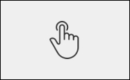 Retângulo com fundo cinza representando um TouchPad com um ícone de um cursor de mouse sinalizando 1 clique.