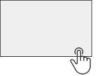 Retângulo com fundo cinza representando um TouchPad com um ícone de uma cursor de mouse sinalizando 1 clique no canto inferior do lado direito.