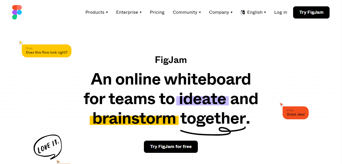 Imagem da página inicial do site da ferramenta Figjam.