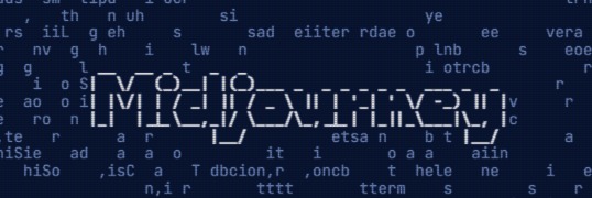 Imagem com a palavra Midjourney no centro da imagem e ao redor letras aleatórias com fundo azul escuro.
