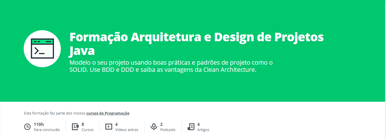 Nova formação Arquitetura e Design de Projetos Java