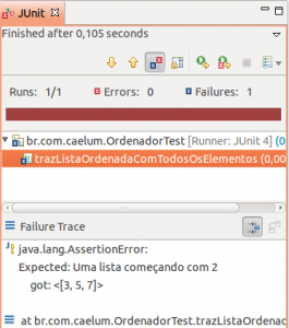 Teste com o nosso Matcher falhando Teste com o nosso Matcher falhando