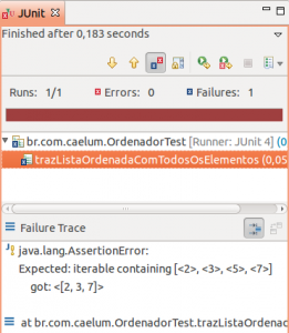 Resultado do JUnit para o teste com Hamcrest Resultado do JUnit para o teste com Hamcrest