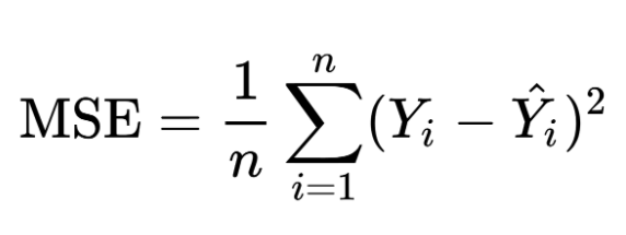 MSE é igual ao somatório da diferença entre Y e Ŷ elevada ao quadrado, dividido por n #inset
