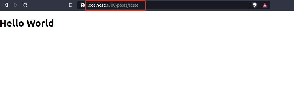 Acessando rota “/posta/teste” e caindo no componente criado mostrando um hello world.