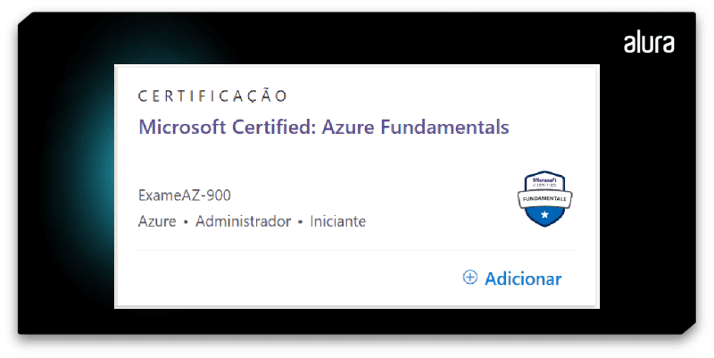 Card da certificação Fundamentos do Microsoft Azure.
