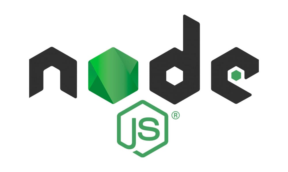 Logo oficial do Node.js, em cor preta e detalhes verdes.