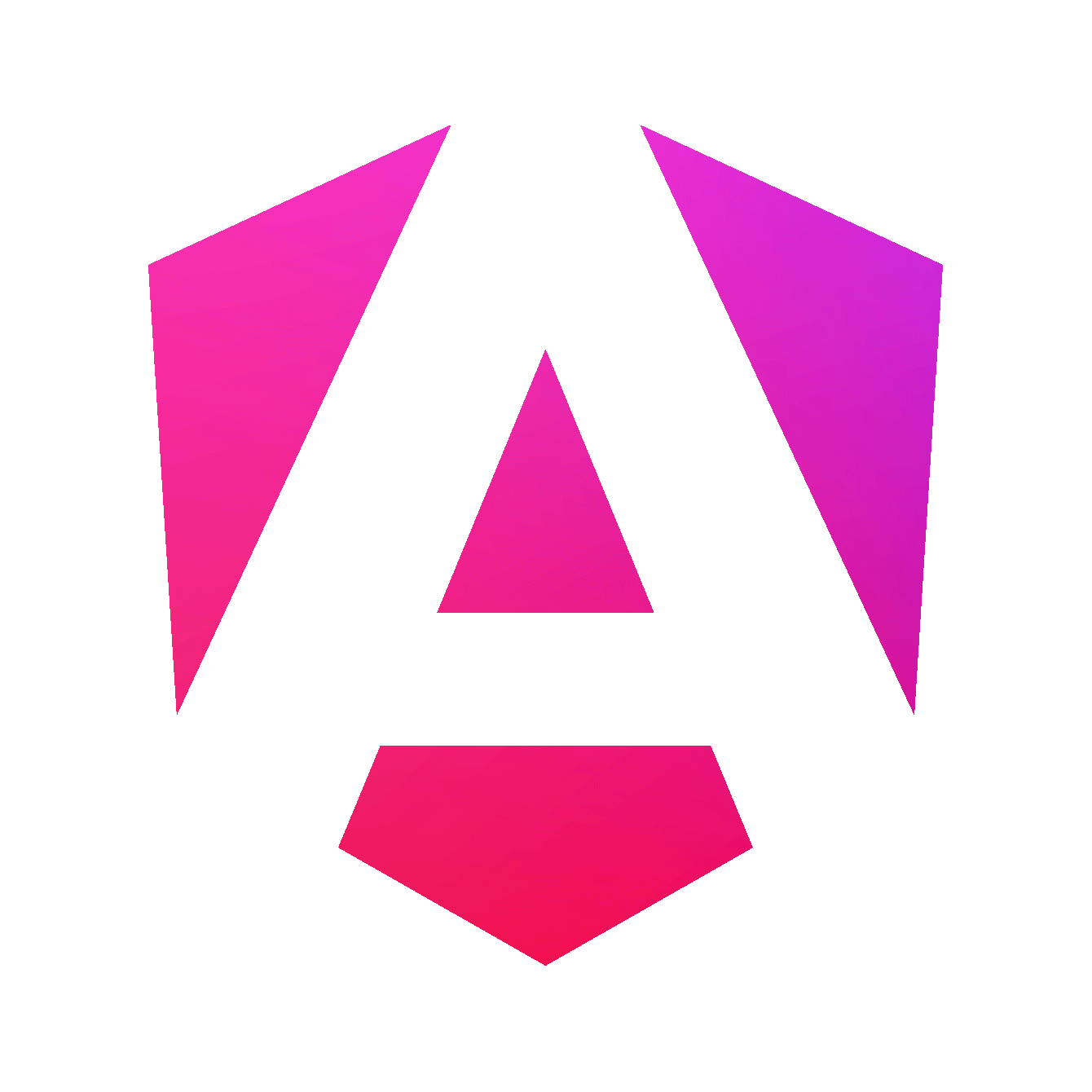 Novo logo do Angular, composto por um escudo hexagonal com um gradiente de roxo até rosa e uma letra A na cor branca, centralizada e em negrito.
