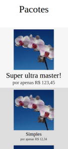 Versão mobile da página de três serviços