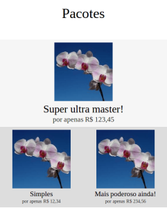 Versão tablet da página de três serviços