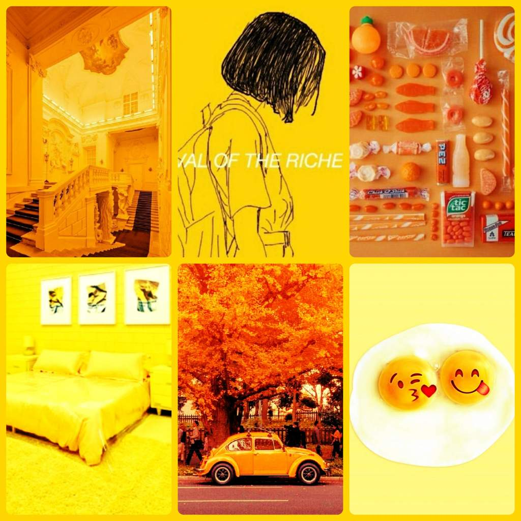 Imagem que mostra um moodboard com diversas fotos e artes com uma paleta de cor mais voltada ao amarelo.