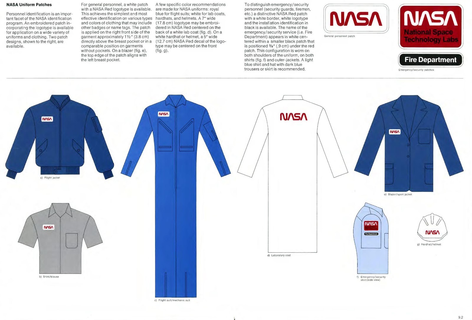 Print dos uniformes da Nasa, mostrando diversos modelos e a inserção da logo nesses modelos