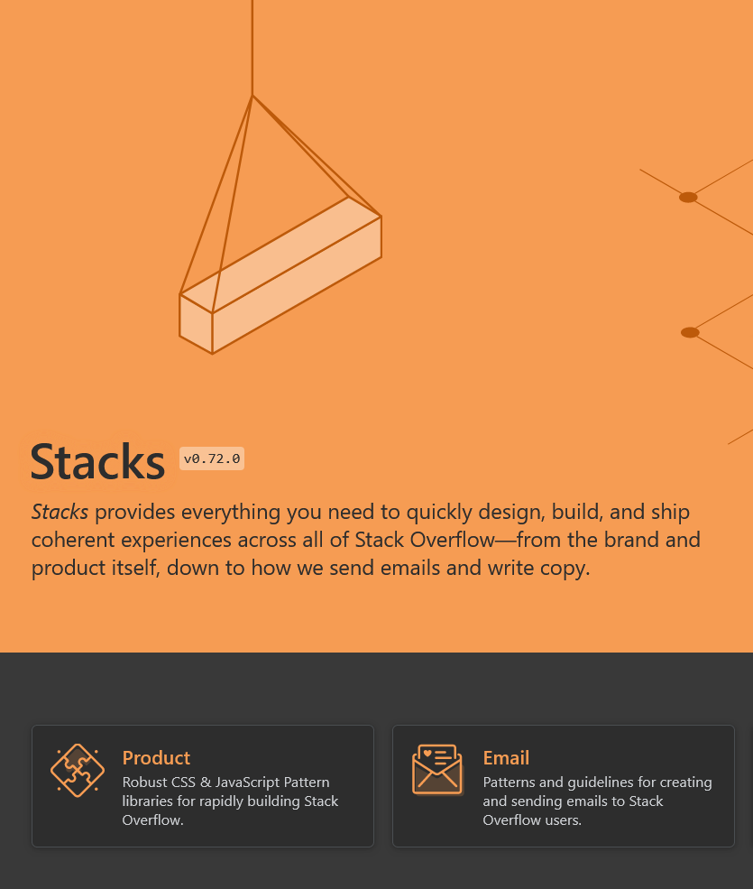Print da tela inicial do site Stack Overflow, que mostra o Design System da empresa