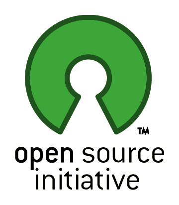 Logo da Open Source Initiative. Possui um círculo verde com uma quebra que leva até centro em sua parte inferior