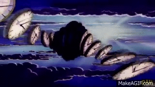 A animação mostra uma cena do video-clipe da banda Pink Floyd e sua música Time.A cena em loop apresenta vários relógios redondos de ponteiro se movimentando do canto superior esquerdo e em fila, depois se amontoam no centro, após isso continuam sua movimentação representando uma queda e giram 360º repetidamente até desaparecerem no canto inferior direito da tela. Ao fundo há a imagem estática de um céu, pois há nuvens contra o sol.