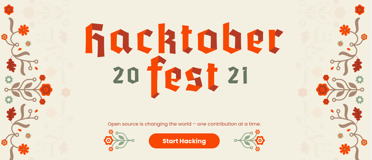Imagem da página inicial do website do Hacktoberfest.