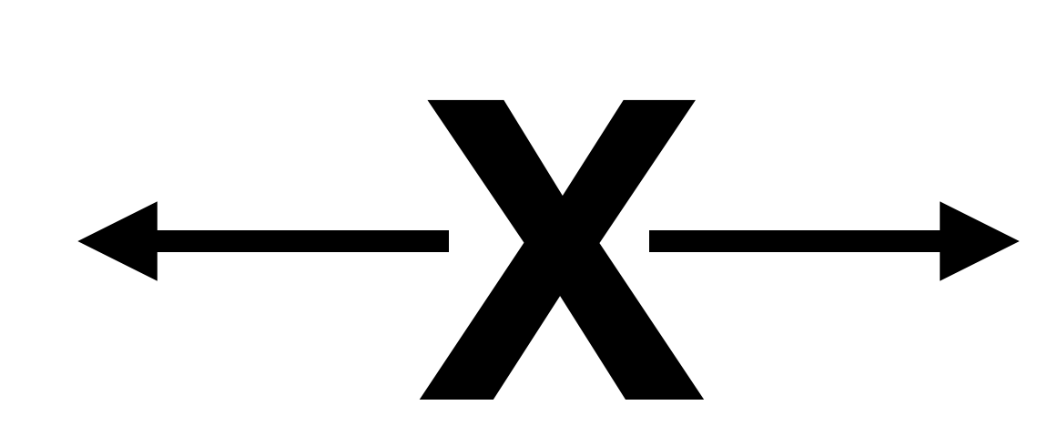 Imagem que exibe um X com uma seta para direita e outra para esquerda.