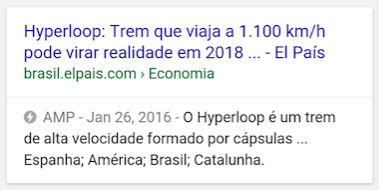 Página com AMP no Google