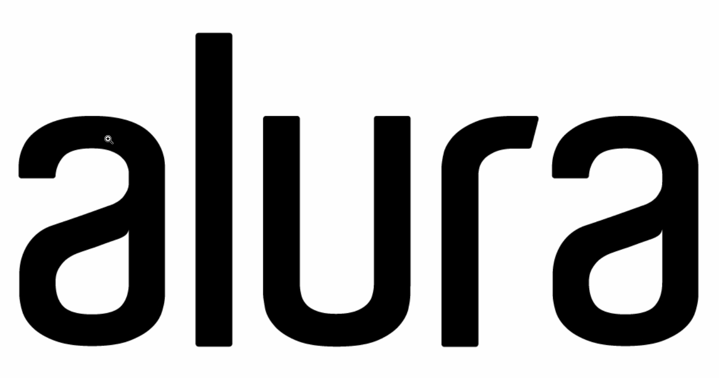Gif animado que mostra a aproximação da imagem bitmap do logo da Alura.