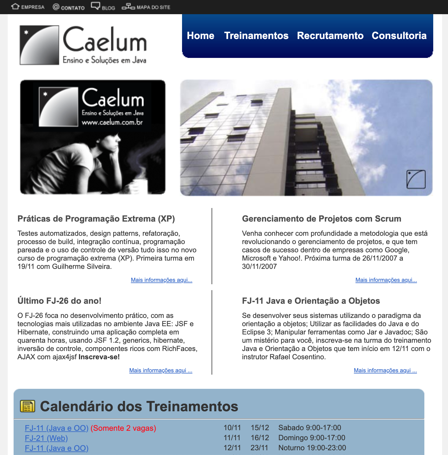 print do site antigo da caelum